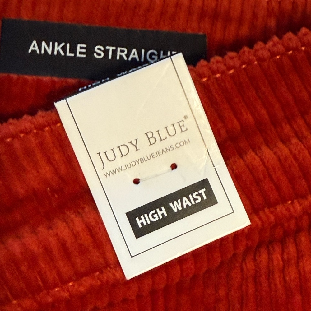 NWT Judy Blue Corduroy Pants Size 9/29 Ankle Straight High Rise Cropped Rust Red - Picture 8 of 11